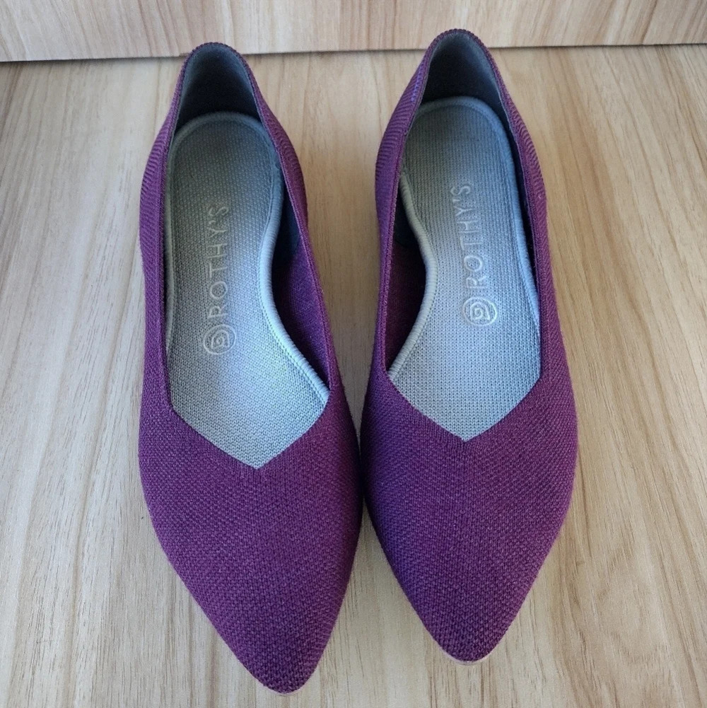 Rothy’s Merino Pointed Toe Flat Aubergine Sz 9 RARE